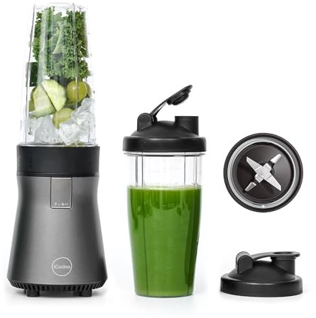 iCucina Smoothie Blender, Personal Blender for Shakes and Smoothies, 700W Pulse Technology Single Serve Blenders with 2 x 28oz Protable Cups for Ice Crush, Frozen Fruit Drinks