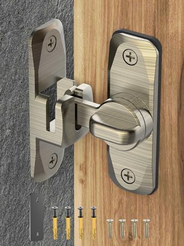 MeBantoo 90/180 Degree Flip Barn Door Lock, Protect Privacy - Security Sliding Door Latch, Small Gate Latches Hardware for Barn, Garden, Bathroom, Cabinet, Window (Bronze-1PC) | Protect Privacy - Security Lock, Small Gate Latches Hardware for Barn, Garden, Bathroom, Cabinet, Window