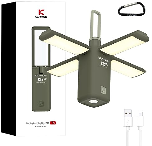 KLARUS CL2 Camping Lantern,10000mAh Rechargeable Desk&Hanging Lamp,Folding Camping Light with 7 Light Modes,IPX5 Waterproof Led Lantern for Outdoor Indoor Tents Hiking Emergency Power Cut