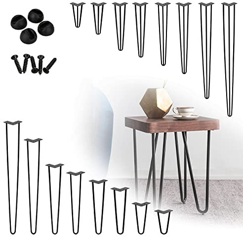 Izrielar 4er Set Tischbeine Metall, Hairpin Legs 20cm Möbelfüße, Austauschbare Tisch &Schrank Beine Haarnadelbeine Tischgestell, mit Bodenschoner und Schrauben Verfügbar in Höhe von 10cm-71cm