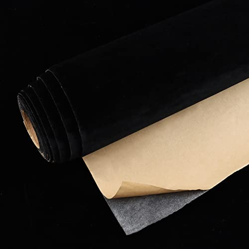 VEELIKE Tapete Samtstoff Möbelfolie Schwarz Selbstklebend Folie Ornamente Klebefolie Möbel Vintage Samttapeten Wandtapete Luxus Tapeten Schlafzimmer Dekorfolie Wohnzimmer Schrankaufkleber 40cmx300cm