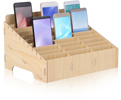 Gogogmee Handy Aufbewahrungsbox Holz 30 Fächer Telefon Aufbewahrungsbox Für Schule Klassenzimmer Und Besprechungsraum Schreibtisch Organizer Für Handy Fernbedienung Und Kleine Gegenstände