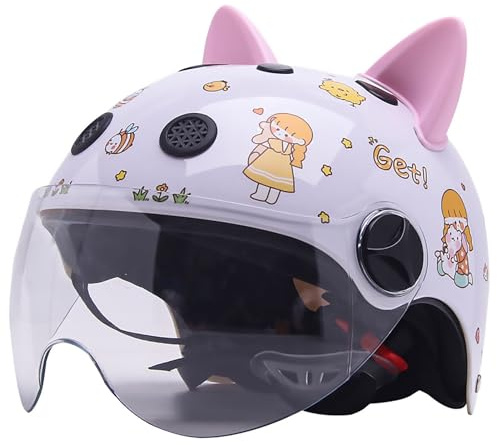 Kinder Motorradhelm, Jungen Und Mädchen Rollerhelm, Mofa Helm, Jethelm Mit Sonnenblende, Fahrradhelm, 47-54Cm, Für 5 Jahre - 12 Jahre Kid. A,47 ~ 54cm