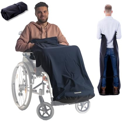 BELIEFF Rollstuhl Decke Erwachsene - Rollstuhldecke Beindecke - Rollstuhlsack - Rollstuhl Schlupfsack - Fußsack - Harte Unterlage - Blau - Large
