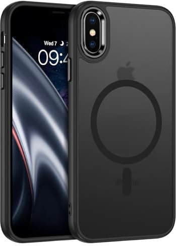 BENTOBEN Magnetische Schutzhülle, kompatibel mit iPhone X, iPhone XS, kompatibel mit Magsafe, kabelloses Aufladen, matt, militärischer Schutz, kratzfest, stoßfest, Schwarz