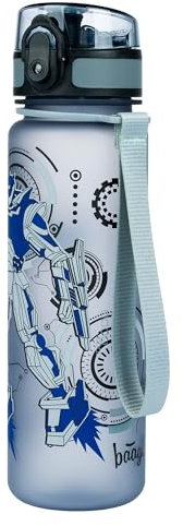 Baagl Gourde anti-fuite pour enfants, 500 ml, bouteille d'école et de sport, pour garçons et filles, en Tritan, (robot)