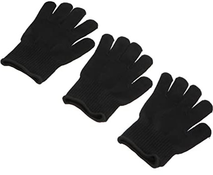 MAGICLULU Hitzebeständiger Baumwoll Handschuh 3 Stück Lockenstab Schutzfäustling Für Haarstyling Schwarzer Friseur Schutzhandschuh Hitzeresistent Bis 200°c Geeignet Für Friseur Und Haushalt