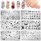 JSRQT 6 Piezas Plantillas de Arte de Uñas, Placas de Estampado para Decoración de Uñas, Mariposa Flor Pluma Hojas Placas para Uñas, Placas de Imagen de Uñas de Metal para Mujer DIY Manicura Uñas Arte