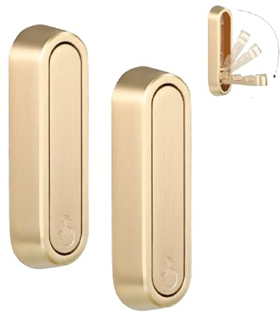 Dntorx Folding Coat Hooks, 2 Pcs Foldable Gold Wall Hooks Heavy Duty Foldable Hook Bathroom Towel Hooks Robe Hooks Wall Mounted for Hanging Coat Towels Clothes Hat Bags Keys
