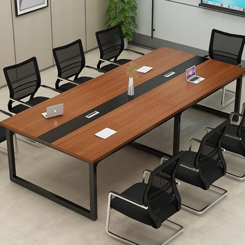 JSLJDM Tavolo da Conferenza per 10 Persone, Grande Tavolo Rettangolare per Seminari e Riunioni, Robusta Struttura in Metallo, 240x120x74cm