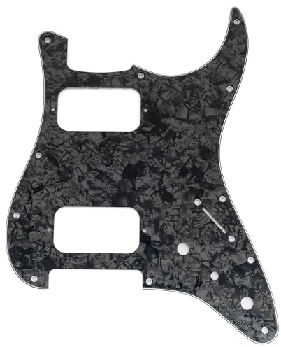Musiclily Pro 11 Löcher Runde Ecke ST HH Schlagbrett 4-lagig Black Pearl | 2 Unbedeckter Humbucker 2 Potis Mini Schalter Aussparungen ,für Fender Squier Strat Style E-Gitarre