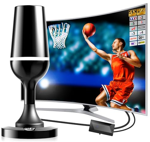 DGUPSP Potente antenna TV per interni TNT HD, 2025 Potente Antenna TV Interno Base magnetica potente - 420km Ricezione Lunga Raggio a 360°