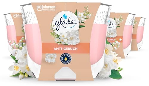 Glade Duft-Kerze im Glas, Anti Geruch, (4 x 204 g), bis zu 30 Stunden Brenndauer pro Kerze