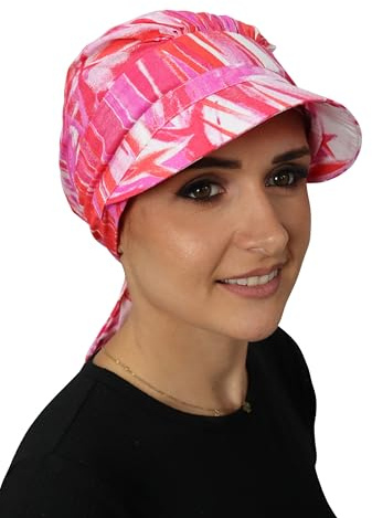 Deresina Headwear Schal Visier Hut für Chemo, Sommer Sonnenschutz Baumwolle Kopfbedeckung für Haarausfall - Weich Leicht Rutschfest Faltbar