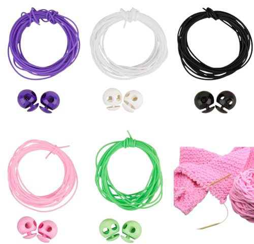 CABODYALS 5 Set 2mm Strickmaschen Barber Cord Lock Kit Halter Maschenhalter Gummischlauchmacher Zubehör Stopper Silikonkordeln Rohre Für Die Armbandherstellung Häkelnadel Stricken Halten von Perlen