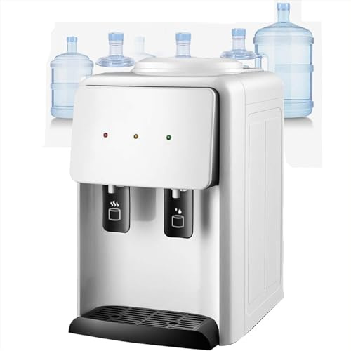 Dispensador de agua portátil, función de frío/calor, dispensador eléctrico de alta capacidad con 2 grifos y recipiente interior de acero inoxidable, máquina de agua embotellada de escritorio.