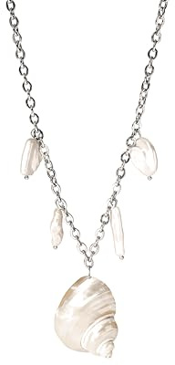Purelei Opulent Shell Kette – Muschelkette mit Süßwasserperlen – 18K vergoldet, Edelstahl – Eleganter Muschelschmuck – Sommer-Accessoire Damen – Länge 35/40/45 cm