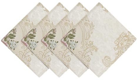 TOPLUXE Tovaglioli Stoffa Set di 4, Tovaglioli Jacquard Floreale 45x45cm | Tovaglioli Damascati Lavabili per Tavolo da Pranzo Cucina Ristorante Banchetto Natalizi Halloween