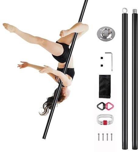 Minglez Poledance Stange Indoor Hängende Tanz-Fitness-Stange für Luftakrobatik, 2 m Lange Fliegende Tanzstange für Yoga-Raum, Kneipe und Party, Tragbare Hängestange für Übungen(Black)