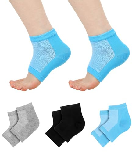 3Pcs Gel Heel Sports Sock, Moisturizing Heel Socks, Toeless Gel Socks for Kids with Heels Discomfort Severs Plantar Fasciitis Heels Pain