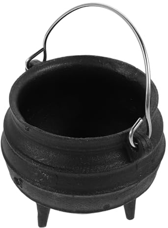 Sewroro Caldero de Hierro Fundido con Asa para Incienso y Bukhoor, Resistente al Calor, Diseño Trípode, Adecuado para Aromaterapia y Rituales Decorativos