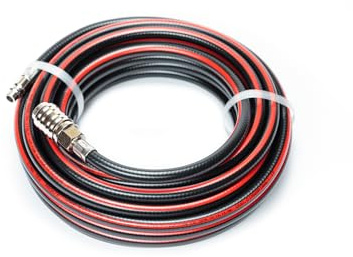 Tubo flessibile per aria compressa in PVC retinato Ø 6 x 11 mm lunghezza 10 mt completo di raccordi ad attacco rapido universale. 100% Made in Italy