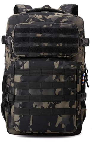 Anynoch 35L Militar Táctica Mochila Montañismo Camping Camuflaje Mochilas Negra Gran Capacidad Multifuncional Bolsa Deportiva Con Sistema Molle (brown camouflage)
