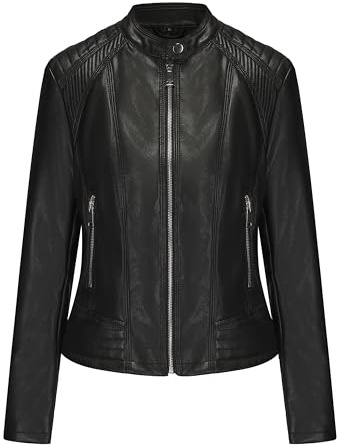 vittorio y Giacca Donna in Ecopelle Leggera con Cerniera e Tasche (IT, Testo, XL, Regular, Regular, NERO)