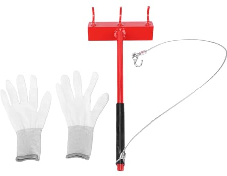 NOENNULL Heavy Duty Chain Link Fence Stretcher, Carbon Steel Fence Tensioner with 3 Hooks, Ergonomic Handle, 28 Inch Wire Rope for Installation