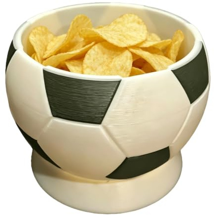 Soccer Bowl, Realistic Football 3D Printing Funny, 6.26x6.26x4.72 Inch Tray with Grip, Resin Base Detail, Snack Utility Hooks, Home Accessories for Popcorn, Candy, Chips, Game, Celebration, Gathering