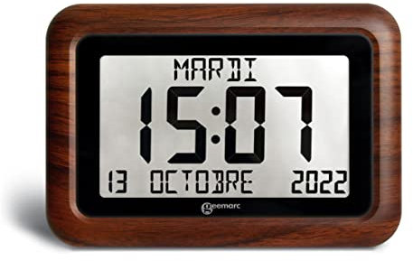Reloj Calendario - Geemarc Viso10 con Ajuste Automático de la Hora y Caracteres Grandes - Para Personas que Viven con Alzheimer - Funciona con Pilas - Sin Retroiluminación - Versión ES