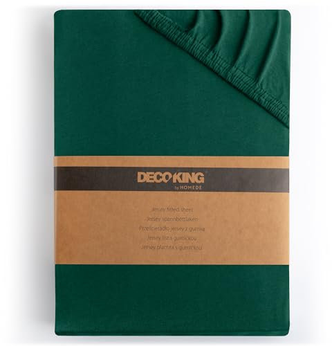 DecoKing Spannbettlaken 160x200 180x200 cm 100% gekämmte Baumwolle Grün Spannbetttücher Jersey Boxspringbett Amber 160 x 200 180 x 200