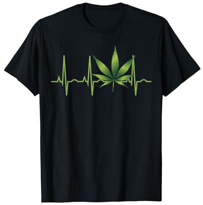 Marihuana-Blatt Herzschlag-Geschenk T-Shirt