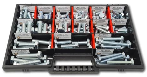 Sechskantschrauben Sortiment M8-M10 // 10mm-50mm 110 tlg. Schraubenbox DIN 933 Vollgewindeschrauben Maschinenschrauben Gewindeschrauben Sechskantschrauben