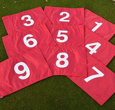 eclipse branding Numbered Golf Pin Tee Flags 1-9 yellow white blue or red with Tubelock for the pole (1-9 Yellow Flags Tube)