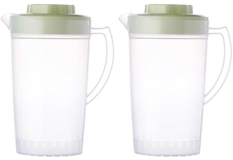 Operitacx 2pcs Large Capacity Water Jug for Fridge, Drinks Pitcher Fruit Juice Pot, Clear Milk Jug with Lid Household Beverage Kettle for Fruit Drinks Container
