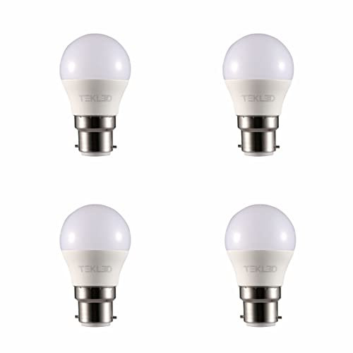 TEKLED® G45 Golf Ball DIMMABLE LED Bulbs | B22 Bayonet Cap | Energy Saving 5W Light Bulb 40W Incandescent Bulb Equivalent | 2700K 400LM | 4-Pack | Warm White