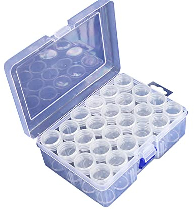 Boîte de rangement pour peinture diamant, 24PCS plastique petites boîtes rondes amovibles boîte de broderie diamant perles Nail Art étui de rangement pour accessoires de peinture diamant, perles