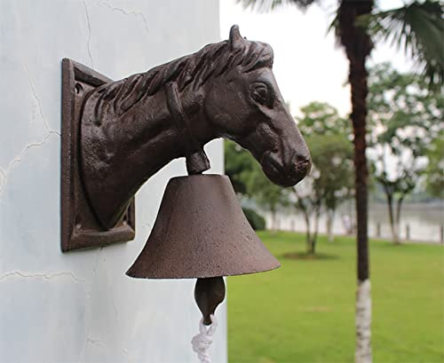 INKCOR Heavy Duty Wall Hanging Doorbell, Sign with Horse Head, Traditional Service Dinner Bell for Door Court/Grocery/Villa/Garden