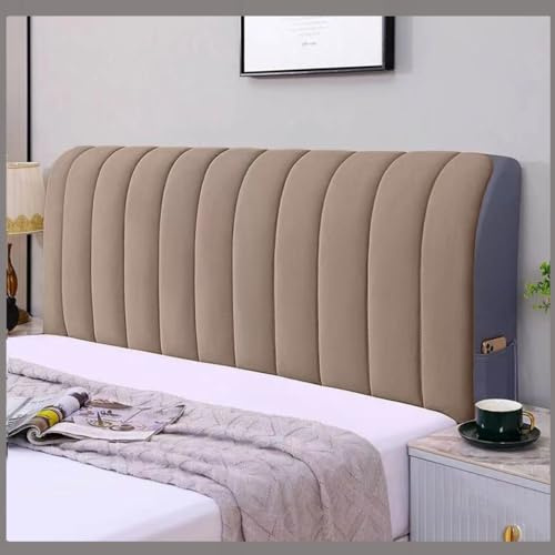 All-Inclusive Bett Kopfteil Bezug 180/190/120/150，Dehnbare Bett Kopfteilbezug Boxspringbett Kopfteile Abdeckung Staubdicht Kopfteilabdeckung Waschbar Bettkopfteil Hussen ( Color : Khaki , Size : 180x7