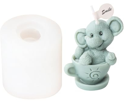 JS MOLD Kerzenform Silikon Silikonform Tiere 3D, Tassenbär, Elefant Form Silikon Seifengießform,Tier Kerzen Gießen Formen Für Die Herstellung Von Kerzen, Seifen, Kuchen Deko (Elefant)