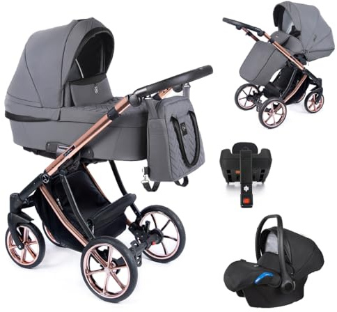 Kinderwagen-Set 5 in 1 Dante inkl. Sportsitz, Autositz und Iso Base - 14 Teile - in 12 Designs
