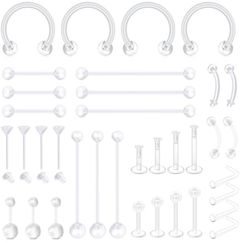 Briana Williams Klar Piercing Retainers Set Bioflex Lippe Nase Augenbraue Zunge Bauchnabel Piercing Ohr Ohrring Plastik