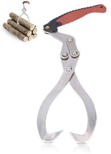 Pinze per tronchi da giardino, lunghezza totale 44,7 cm, gancio per sollevamento tronchi, dimensioni massime 30 cm, strumento di trasporto di tronchi, pinze per sollevamento tronchi antiscivolo