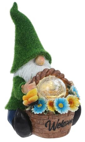 POPETPOP Statue de Nain Lumineux Lampe Solaire de Jardin en Résine Ornement de Nain pour Pelouse Et Cour