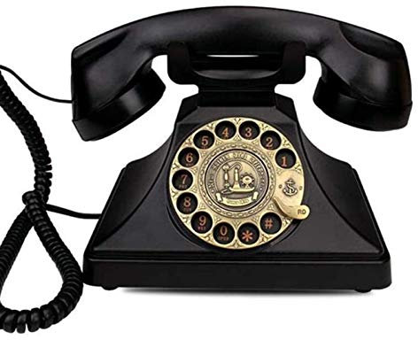 HPTHLY for Office Garden Family Room Abstract Ornaments Art Miniature Figurines Corded Telephone Rotary Dial Disc Retro Telephone Style of The Modern Electronic Uses Standard Phone Socket