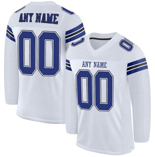Customized American Football Jerseys, Personalized Printed Ice Hockey Shirts Rugby Uniforms Goalie Training Uniform with Team Name Number for Men Women Boys Girls