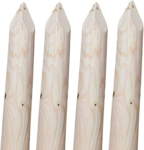 TIMBERMIK ø 6cm Pack De 4 Estacas De Madera con Punta Largo 160 cm Tutores para Plantas Sin Impregnar Poste Jardín Madera Natural para Árboles Poste para Valla Piquetas