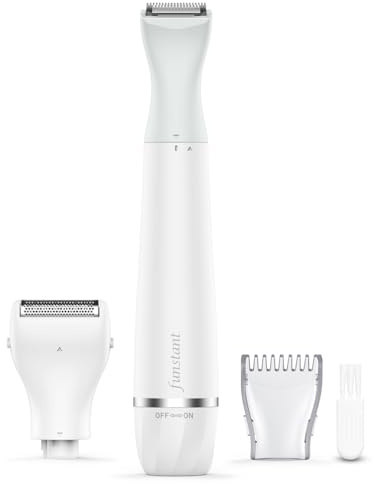 Funstant Bikini Trimmer, Intim Schamhaar Rasierer mit Kamm, Elektrischer Intimbereich Rasierer für Frauen, Sicherer Haarschneider mit Schwimmender Folie, Intimhaartrimmer für Damen