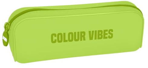 Dohe - Simple Silicone Pencil Case - 1 Zippered Compartment, Multipurpose Rectangular Pencil Case, Soft Touch, 20x6x8 cm - Colour Vibes Lime
